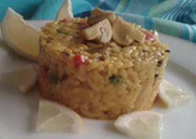 Arroz con Puropollo y Champiñones